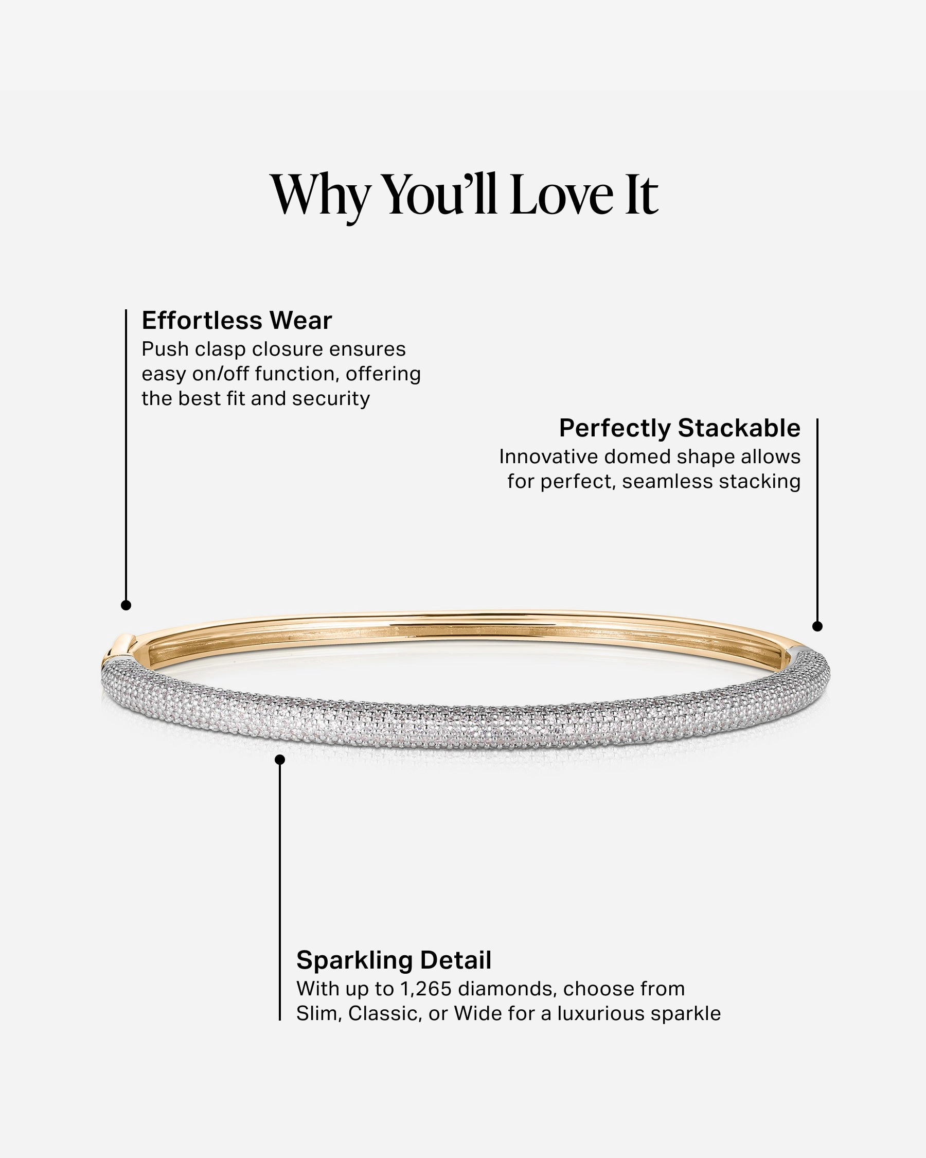 Pav Diamond Stackable Gold Cloud Bangle