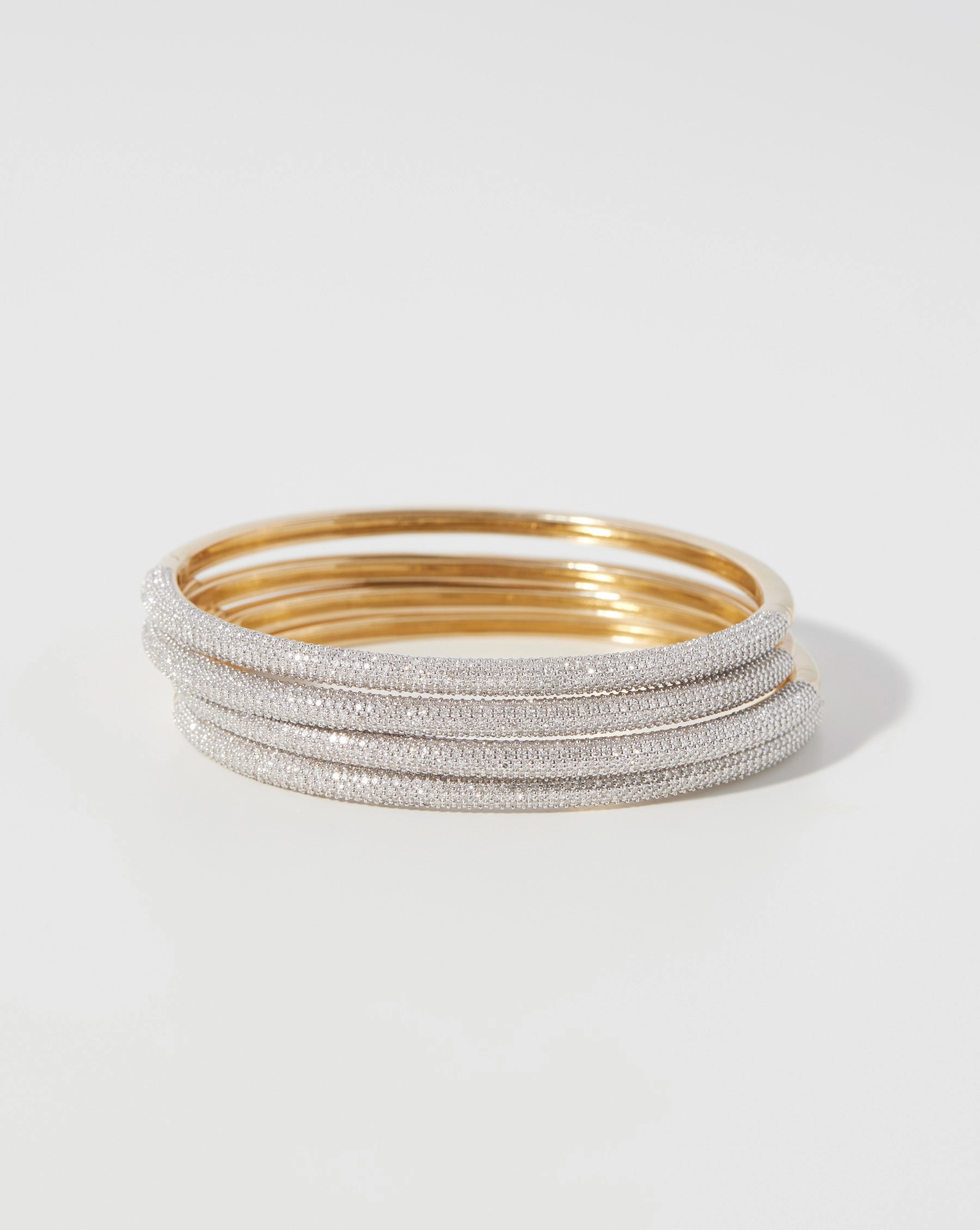 Pav Diamond Stackable Gold Cloud Bangle