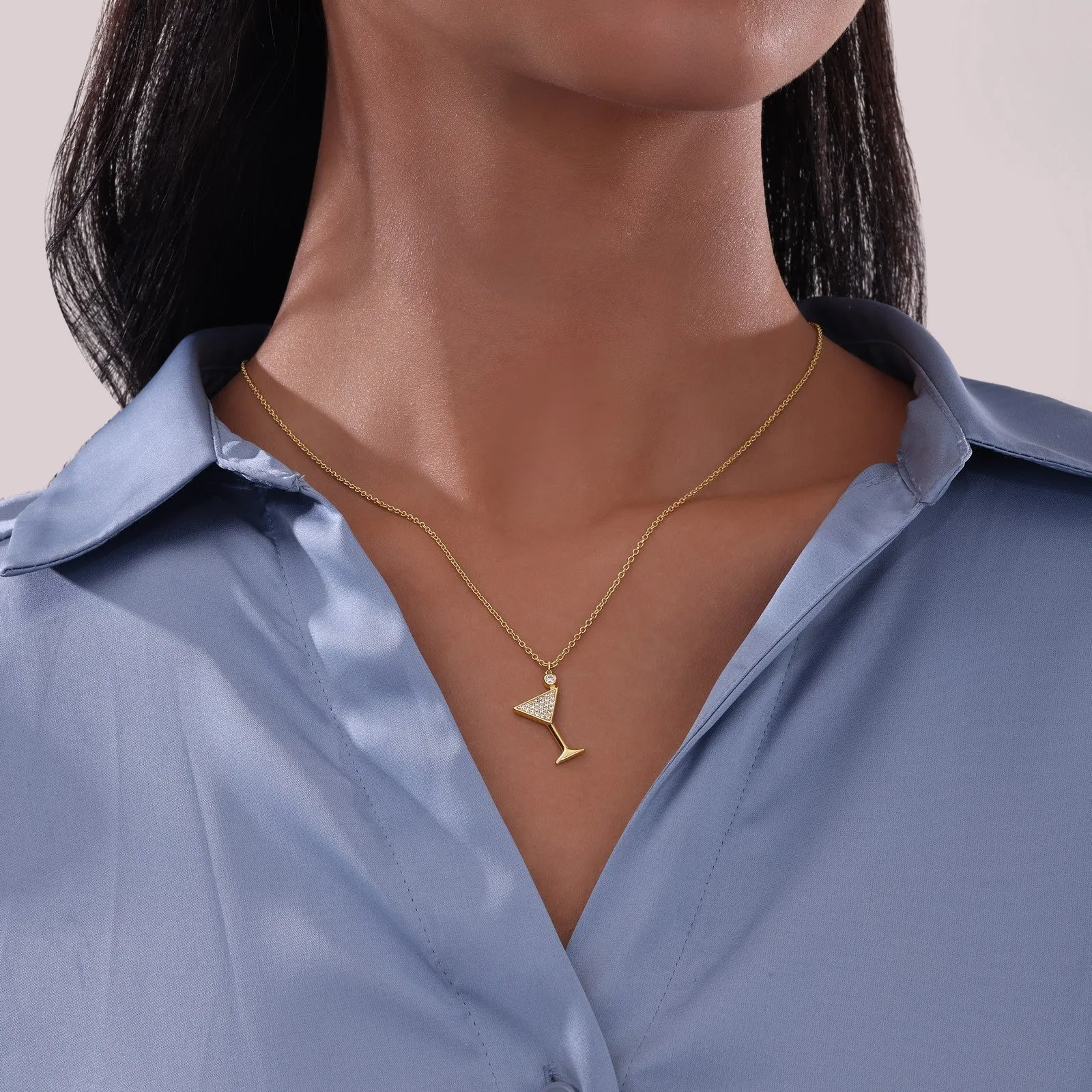 Pave Martini Glass Necklace N0332CLP20