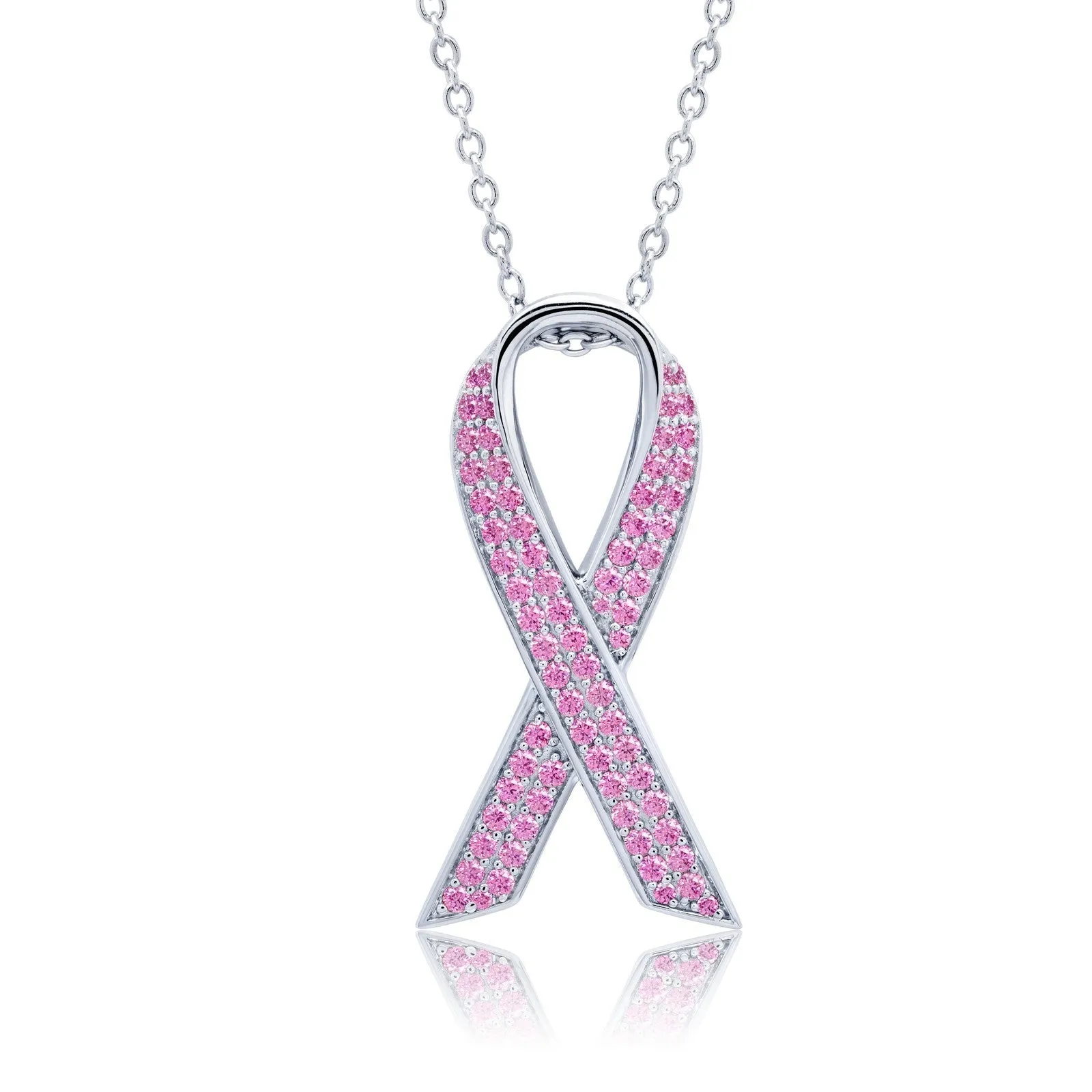 Pave Pink Ribbon Necklace N0178PKP24