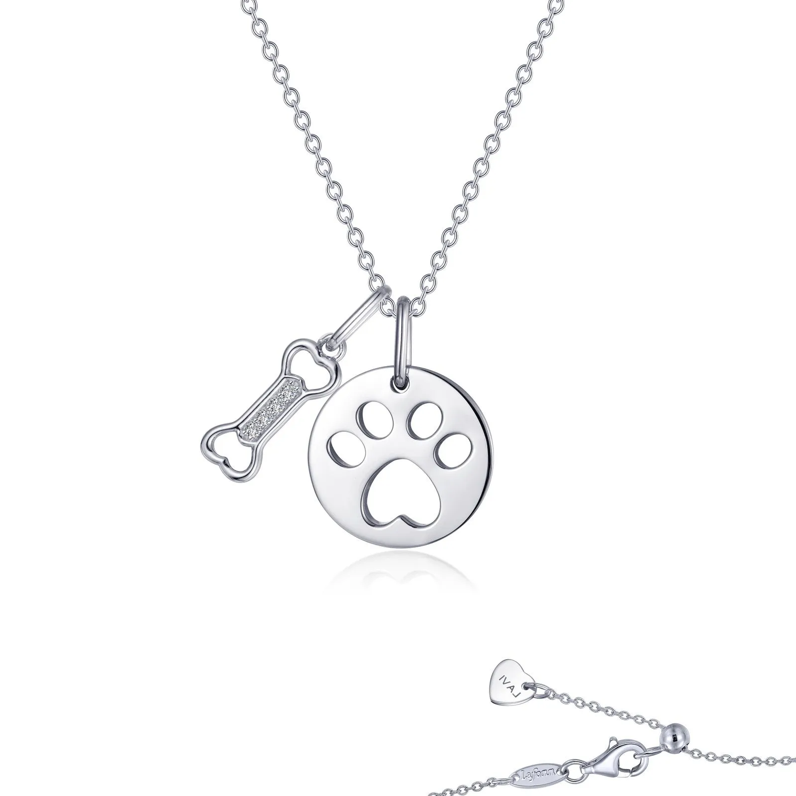 Paw Print Dog Bone Necklace LV002CLP20