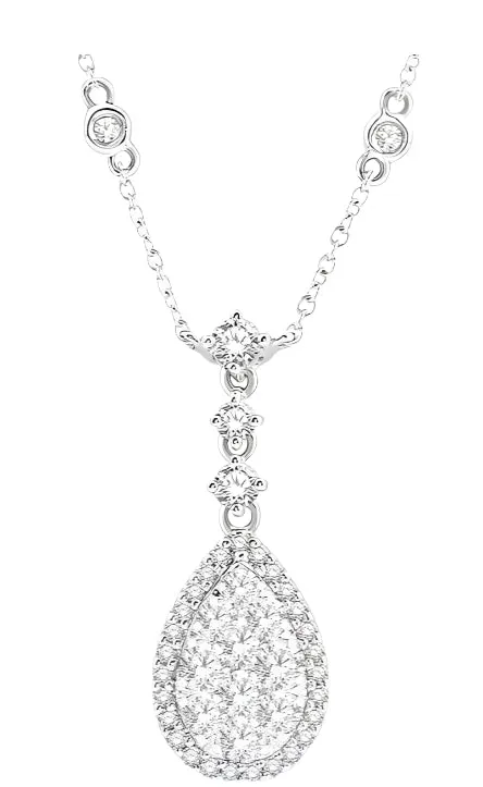 Pear Shape Halo Lovebright Diamond Necklace