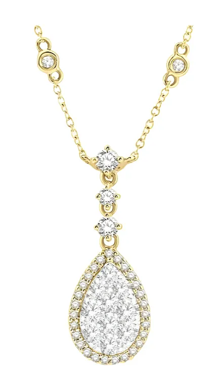 Pear Shape Halo Lovebright Diamond Necklace