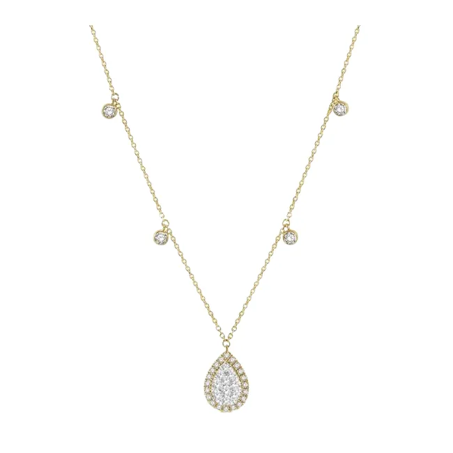 Pear Shape Halo Lovebright Diamond Necklace