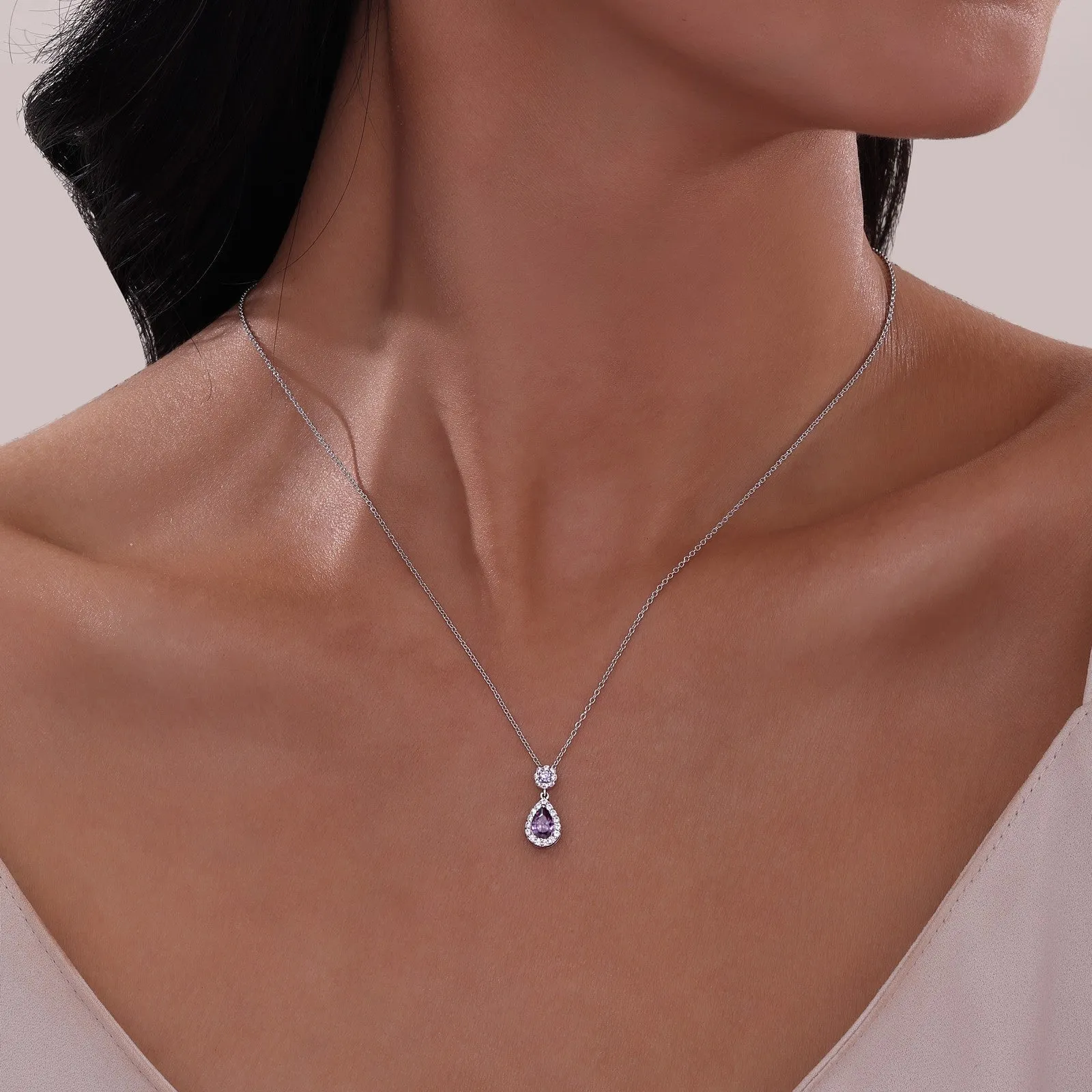 Pear Shape Halo Necklace N0318OVP20