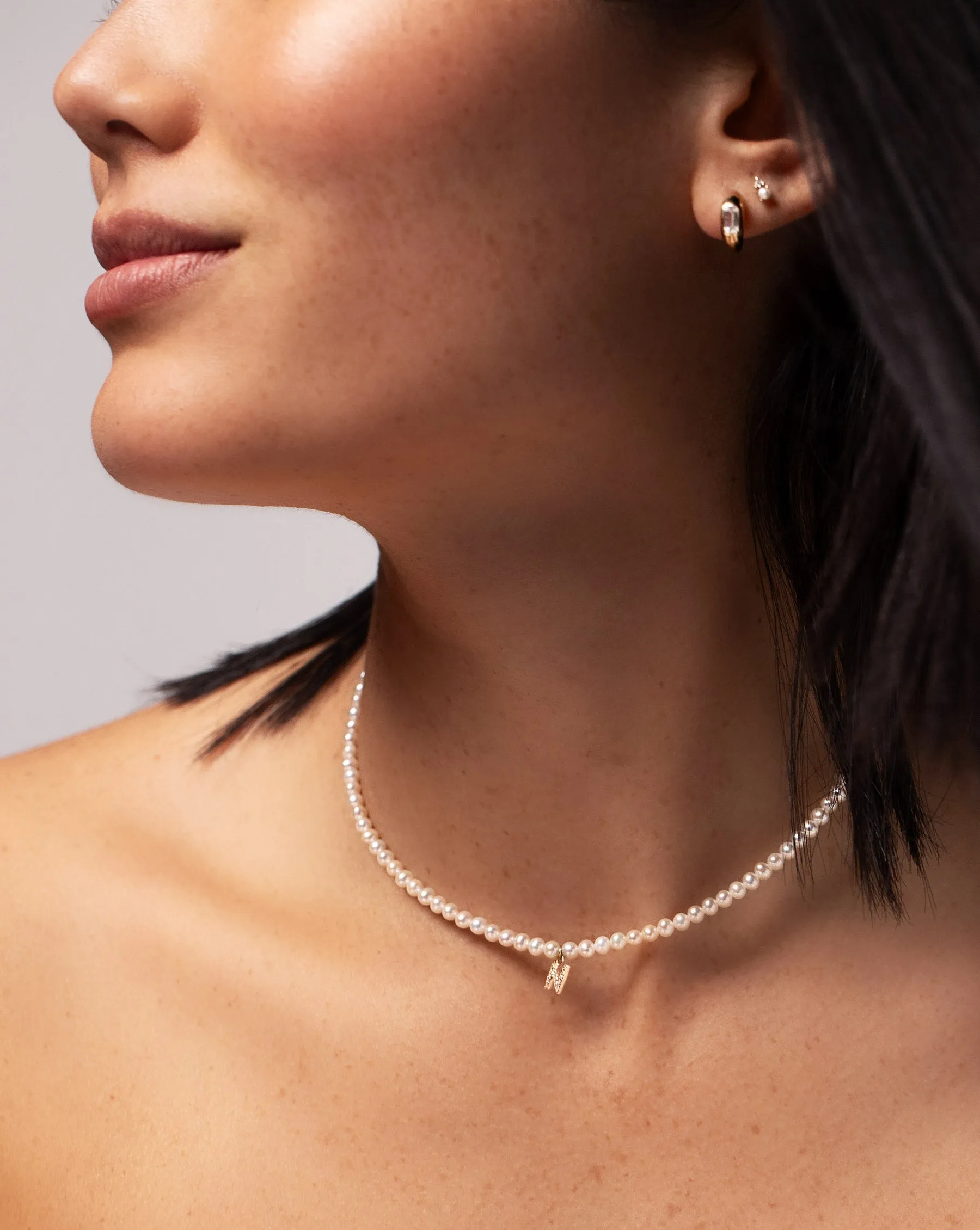 Pearl   Pav Initial Choker