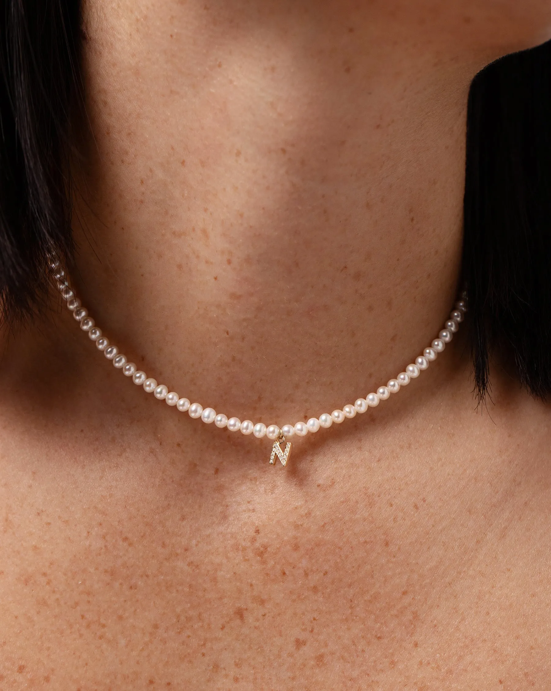 Pearl   Pav Initial Choker