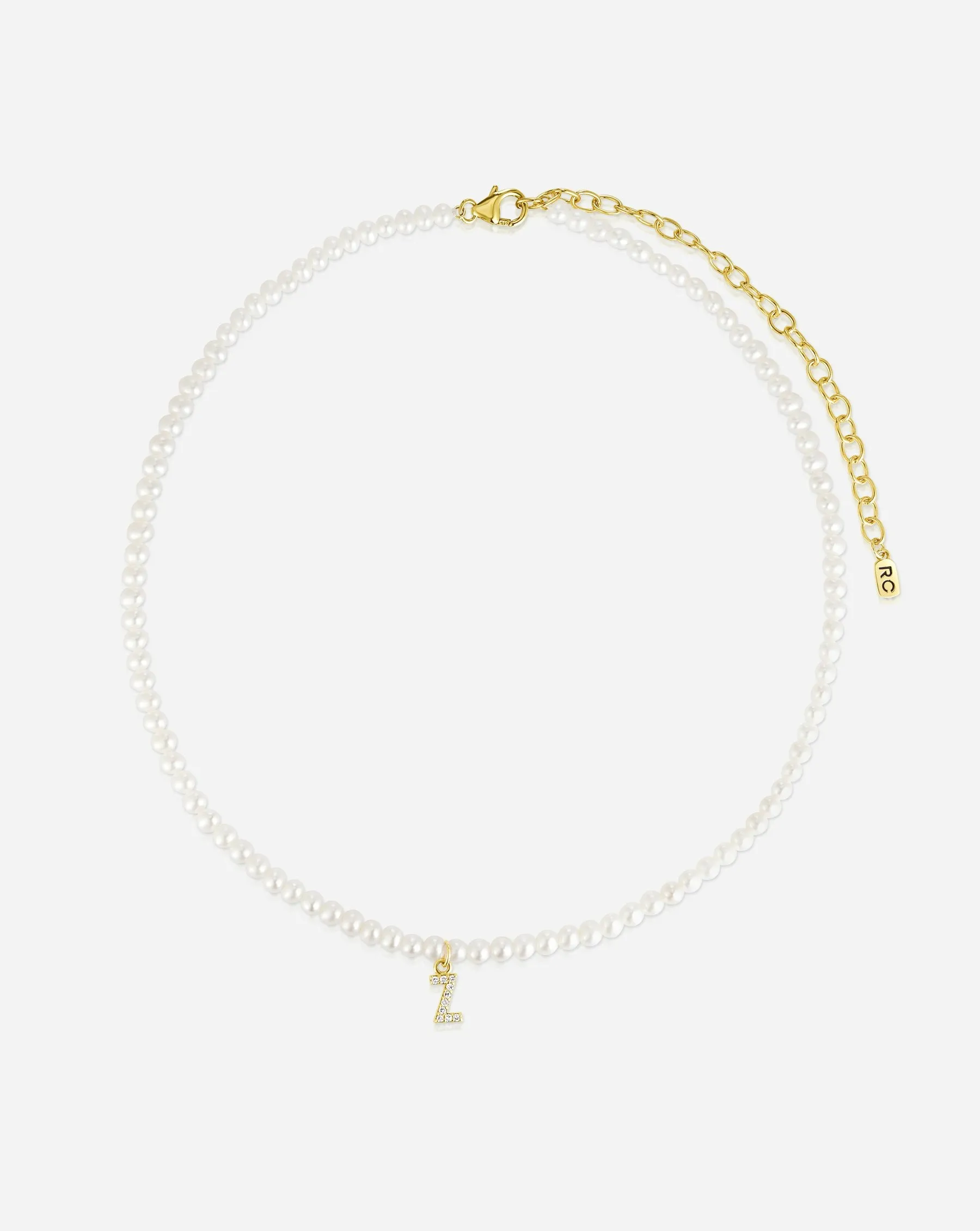 Pearl   Pav Initial Choker