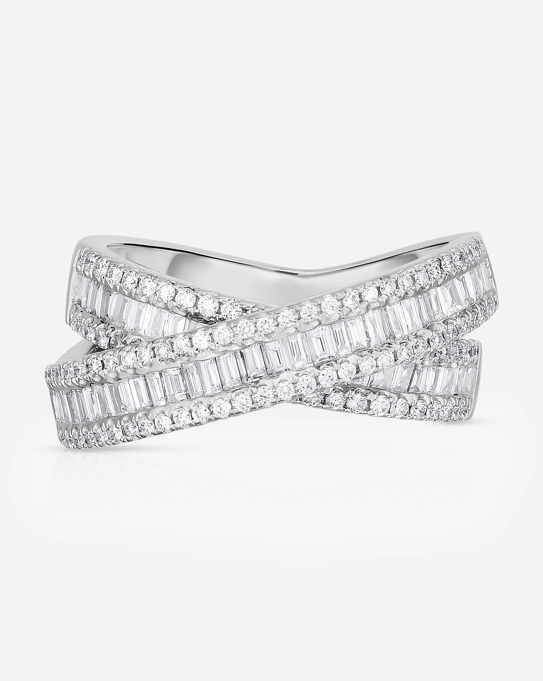 Petite Baguette Crossover Ring