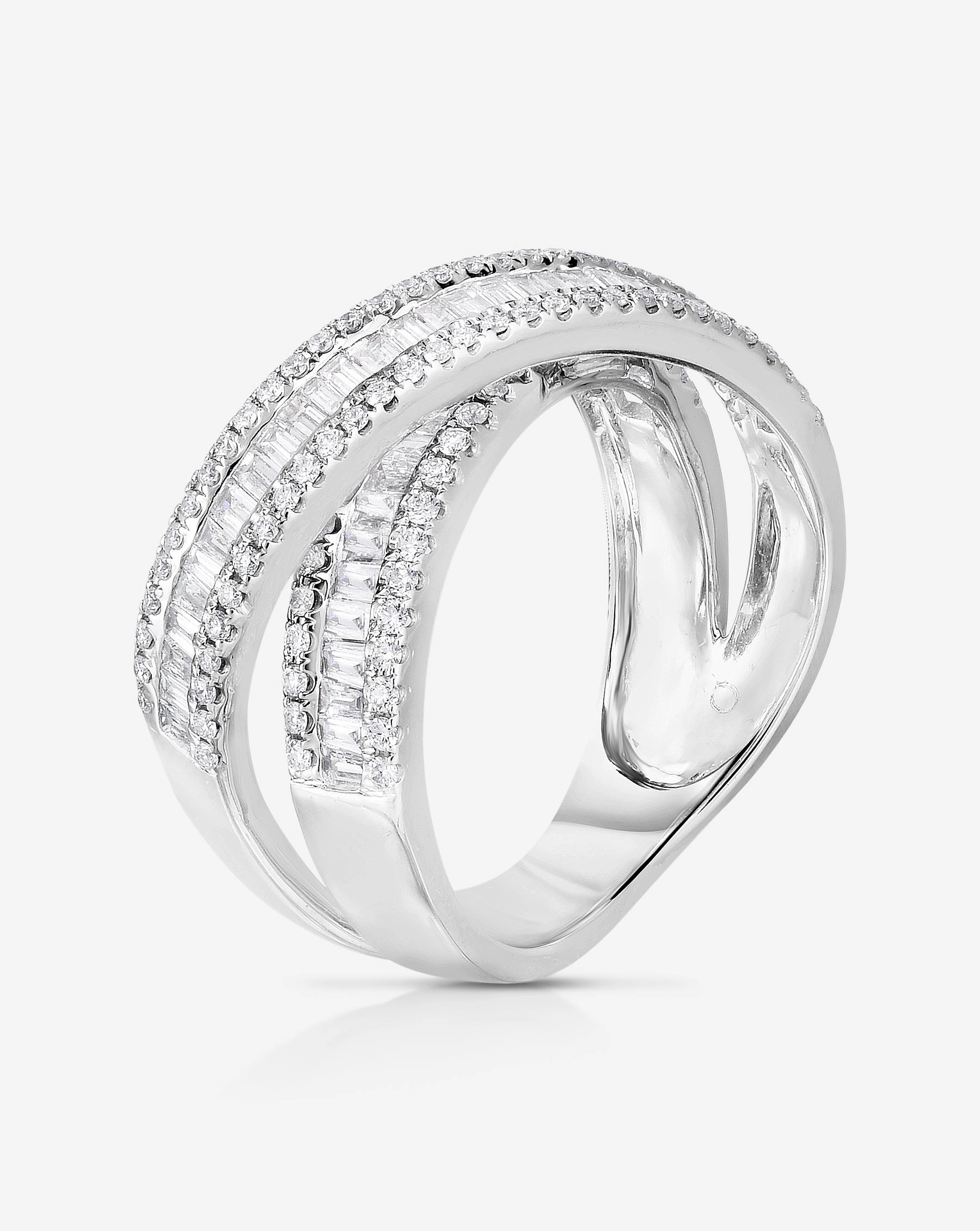 Petite Baguette Crossover Ring