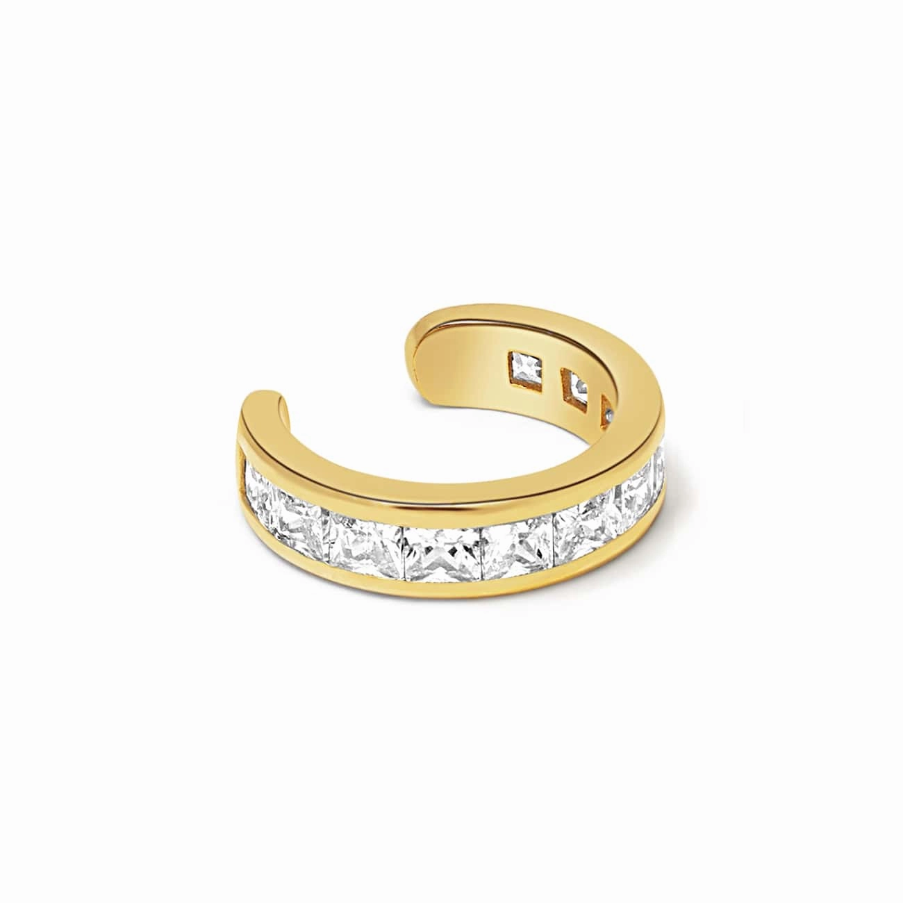 Princess Cut Gemstone Ear Cuff White Zirconia