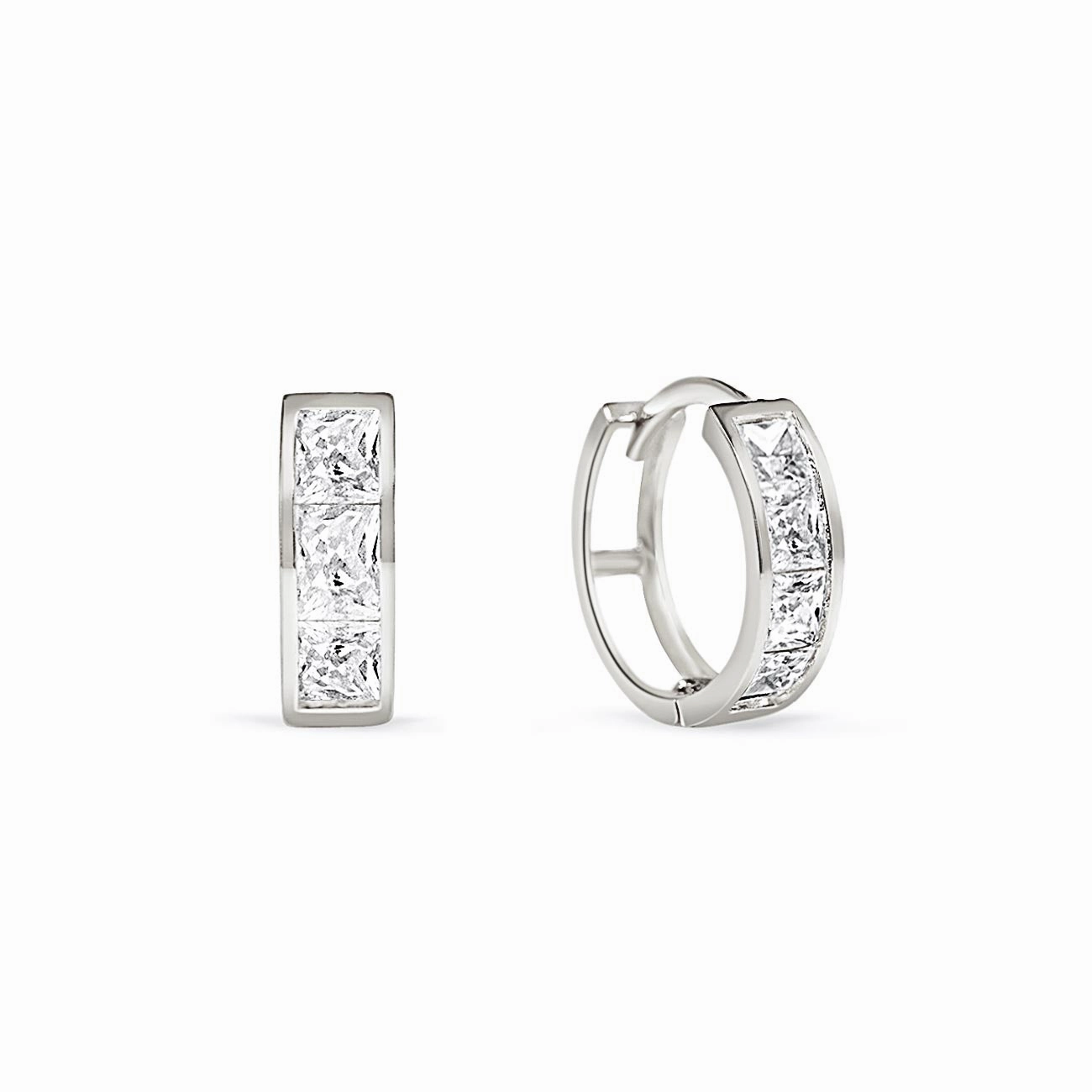 Princess Cut Huggie Hoops