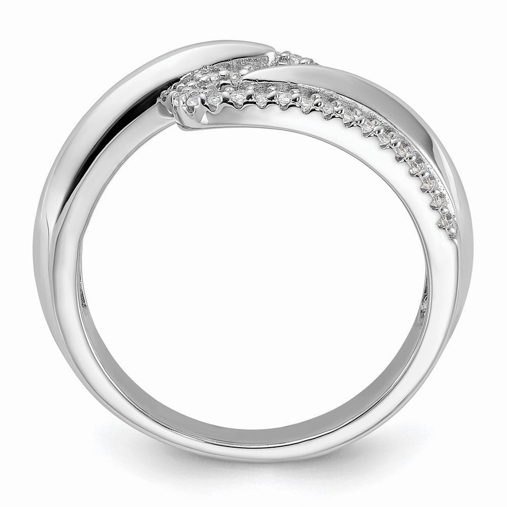 Pure Fire Sterling Silver Rhodium-plated Fancy CZ Ring