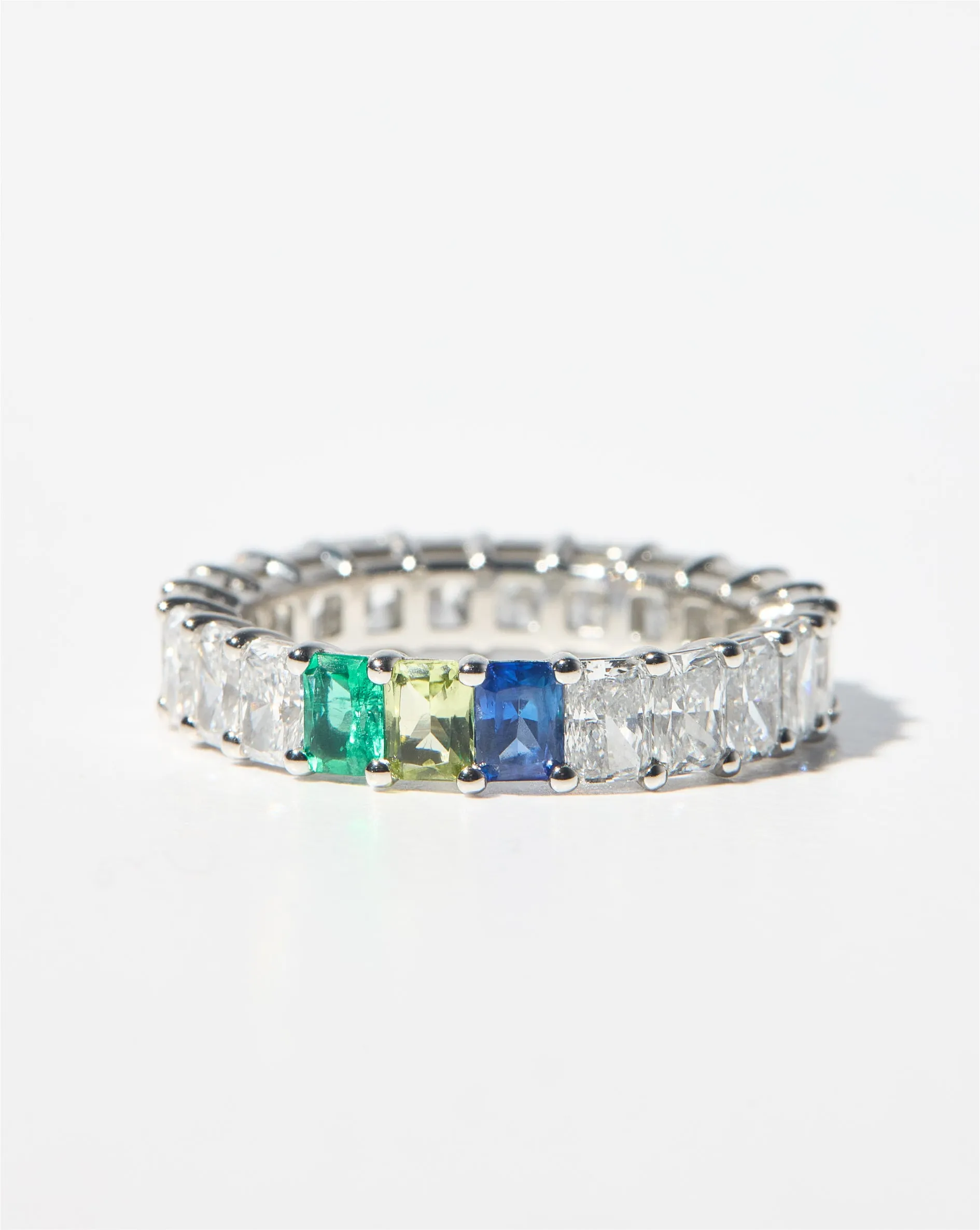 Radiant Lab Diamond and Birthstone Eternity Band