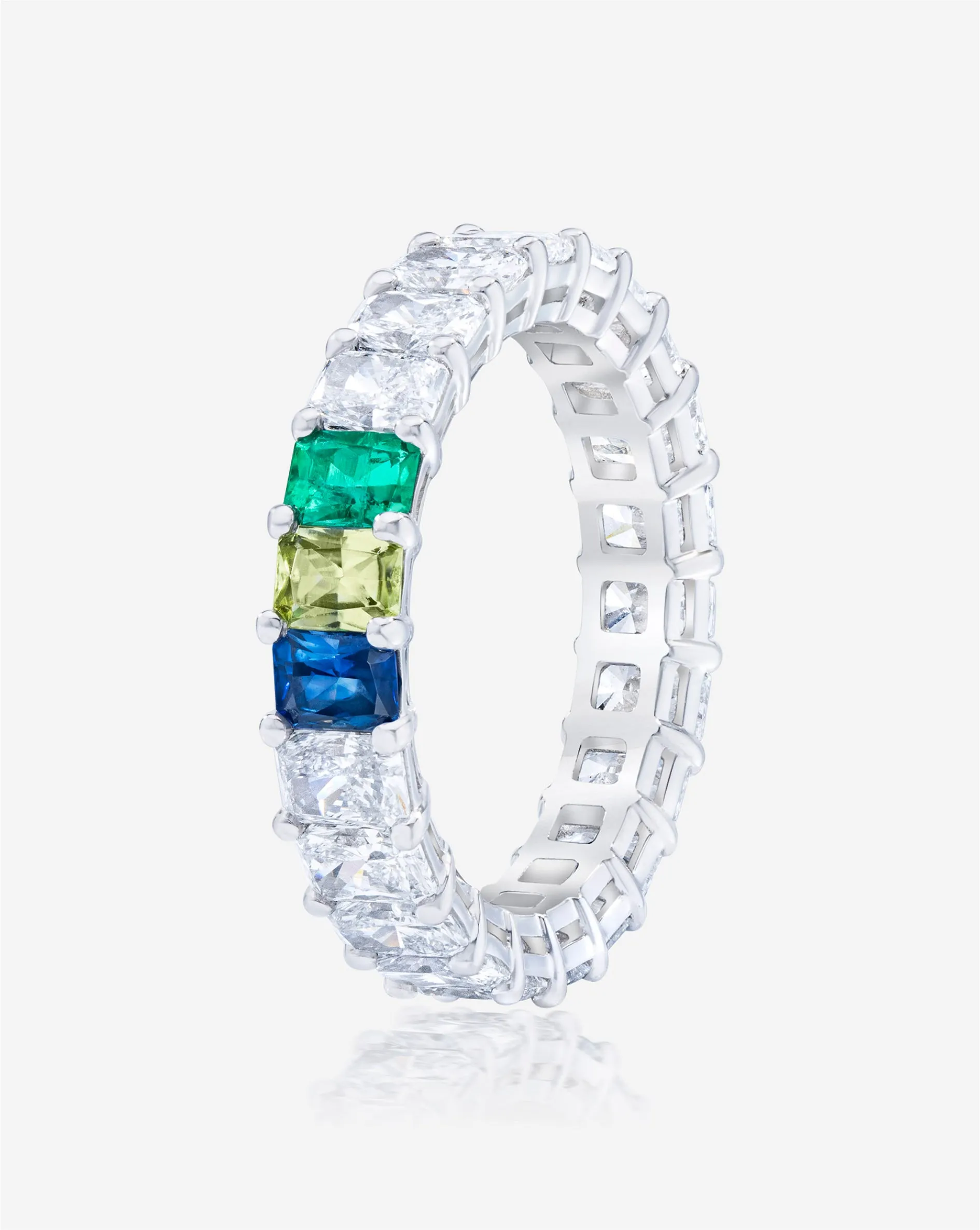 Radiant Lab Diamond and Birthstone Eternity Band