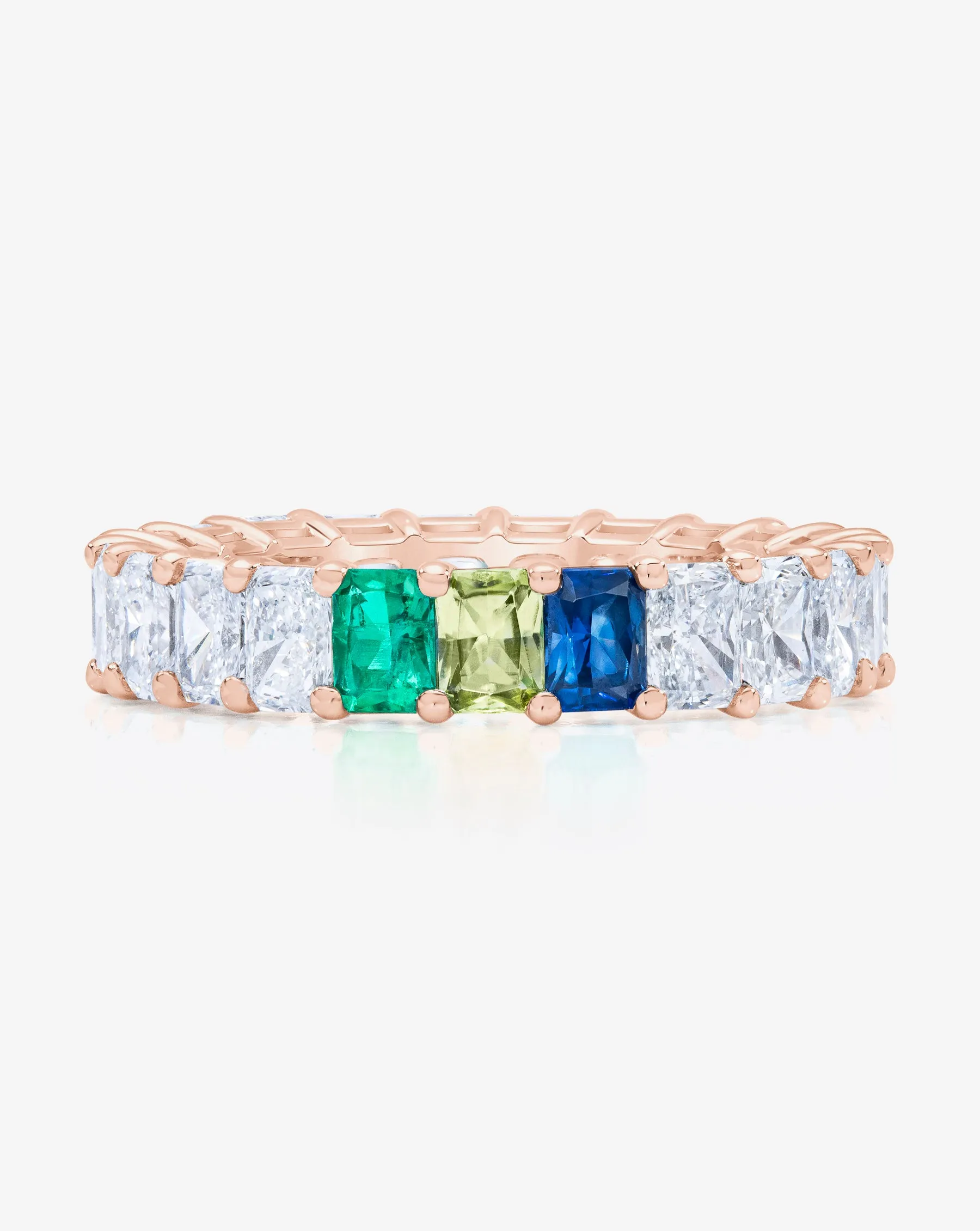 Radiant Lab Diamond and Birthstone Eternity Band