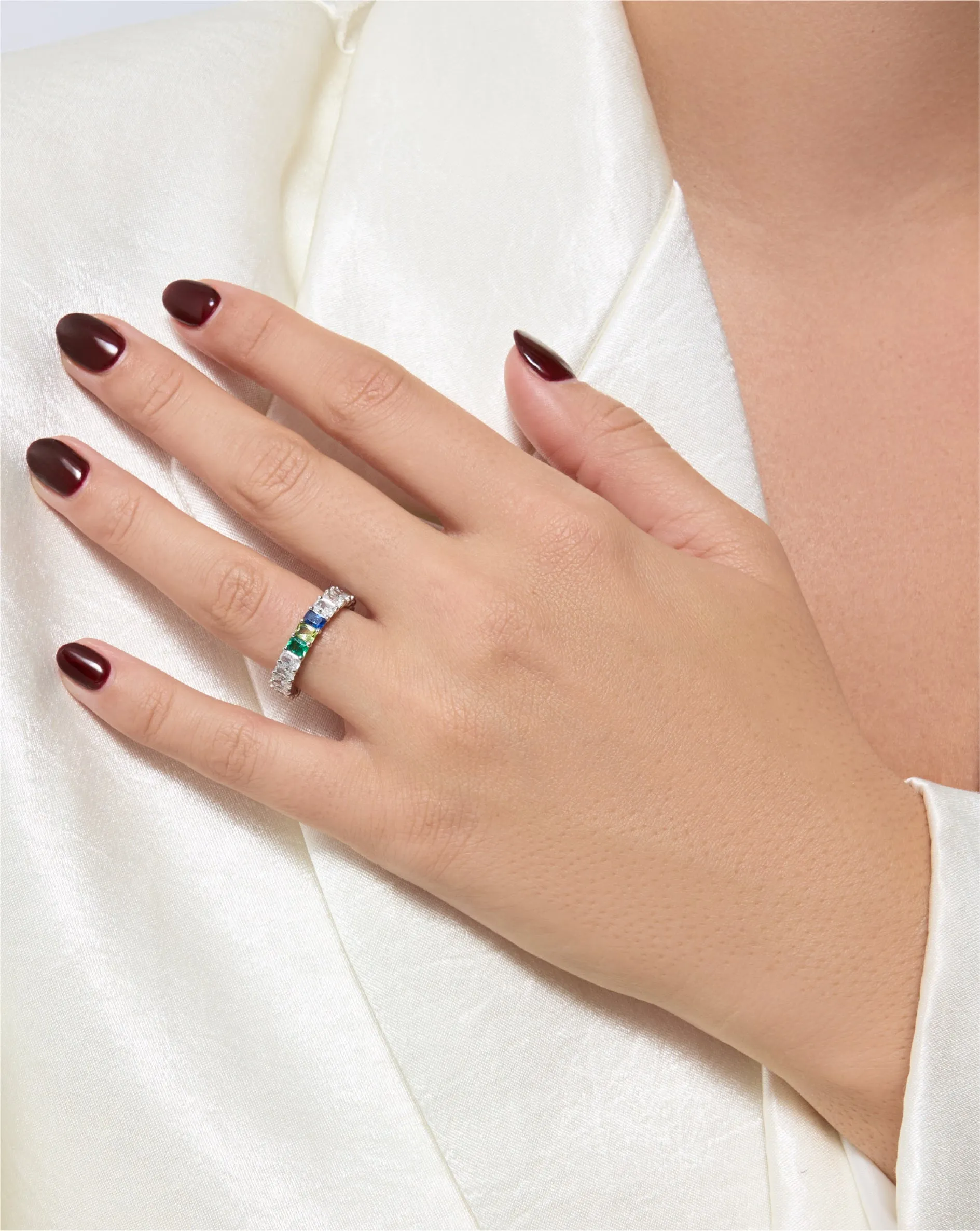 Radiant Lab Diamond and Birthstone Eternity Band