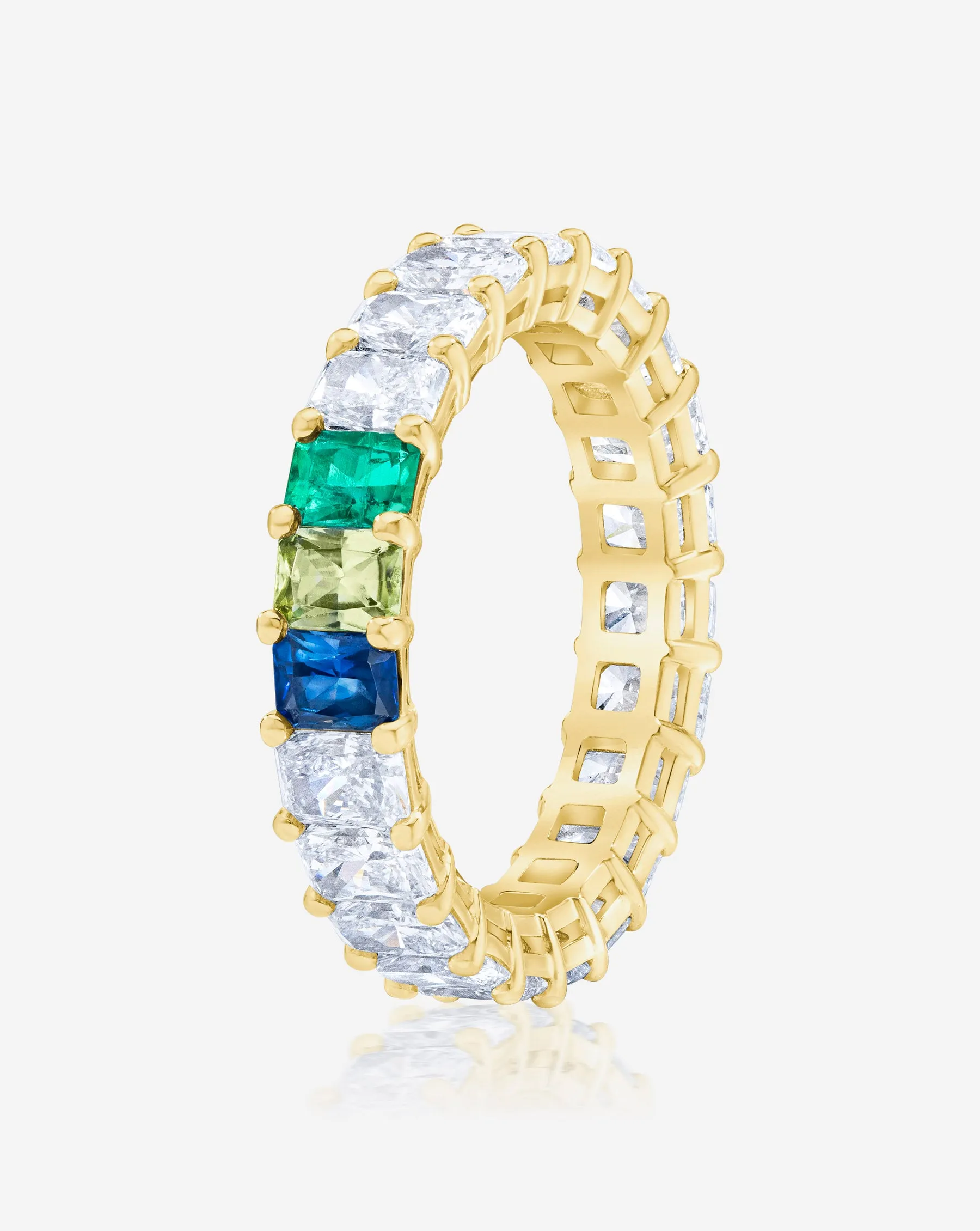 Radiant Lab Diamond and Birthstone Eternity Band