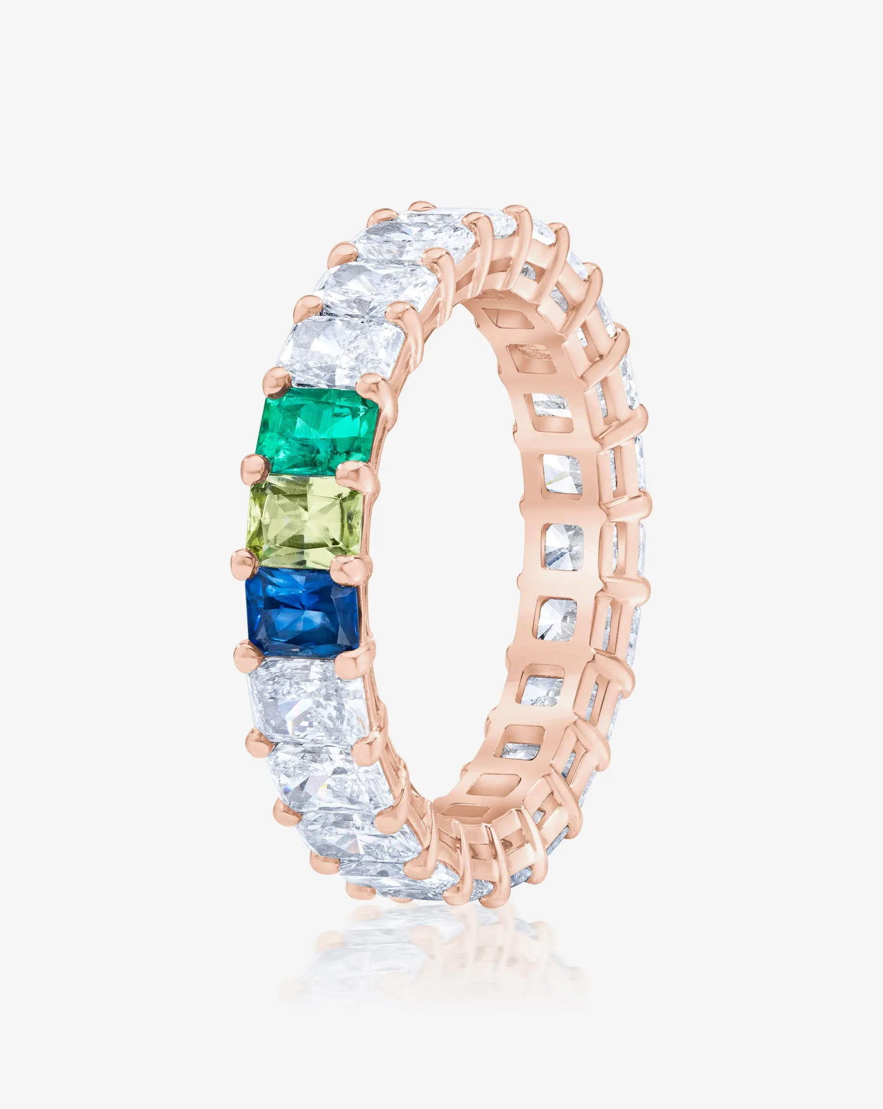 Radiant Lab Diamond and Birthstone Eternity Band