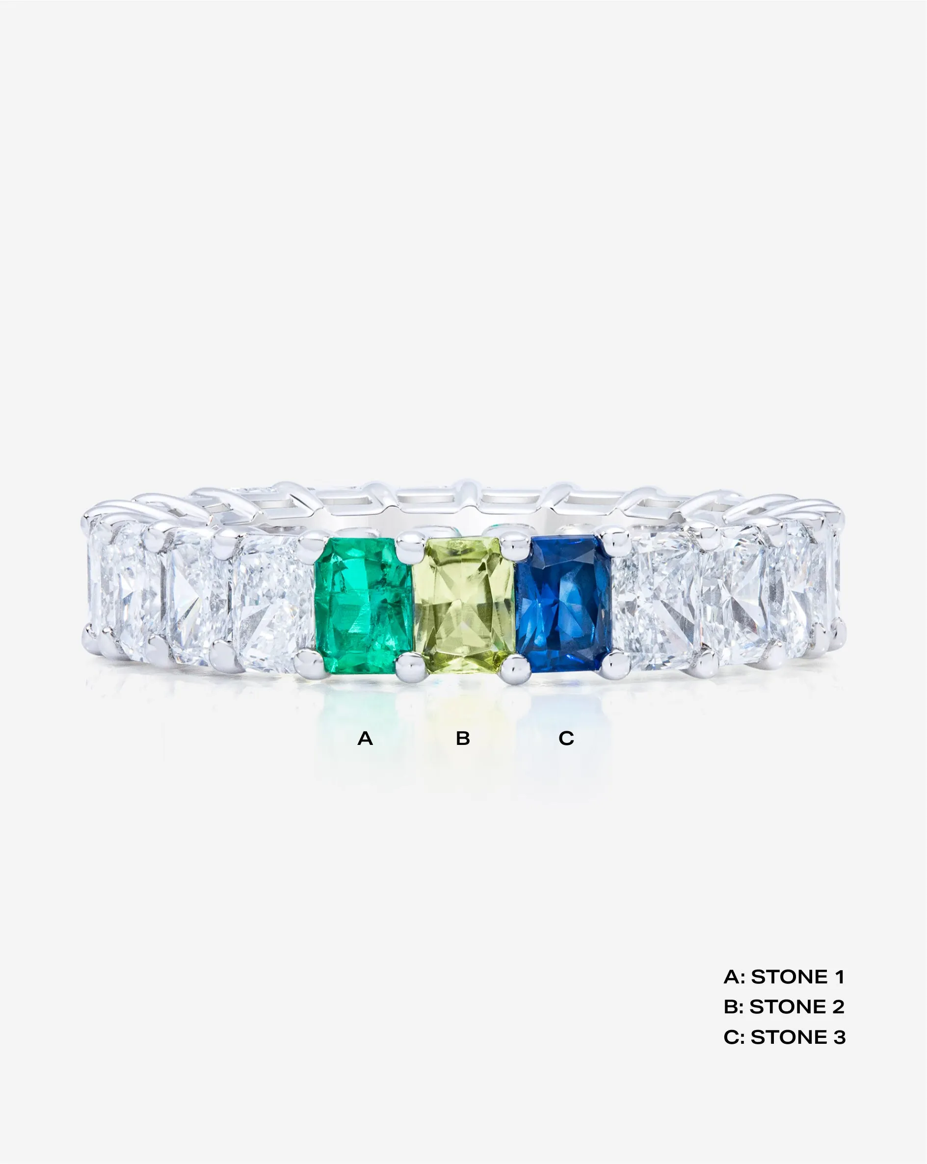 Radiant Lab Diamond and Birthstone Eternity Band