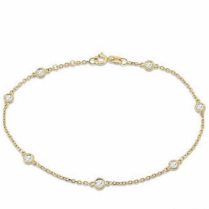 Rose Cut Diamond Station Chain Bracelet