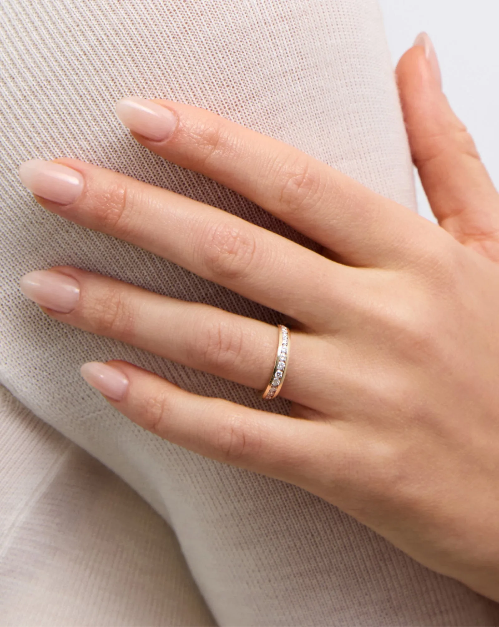 Round Diamond Channel Set Eternity Band