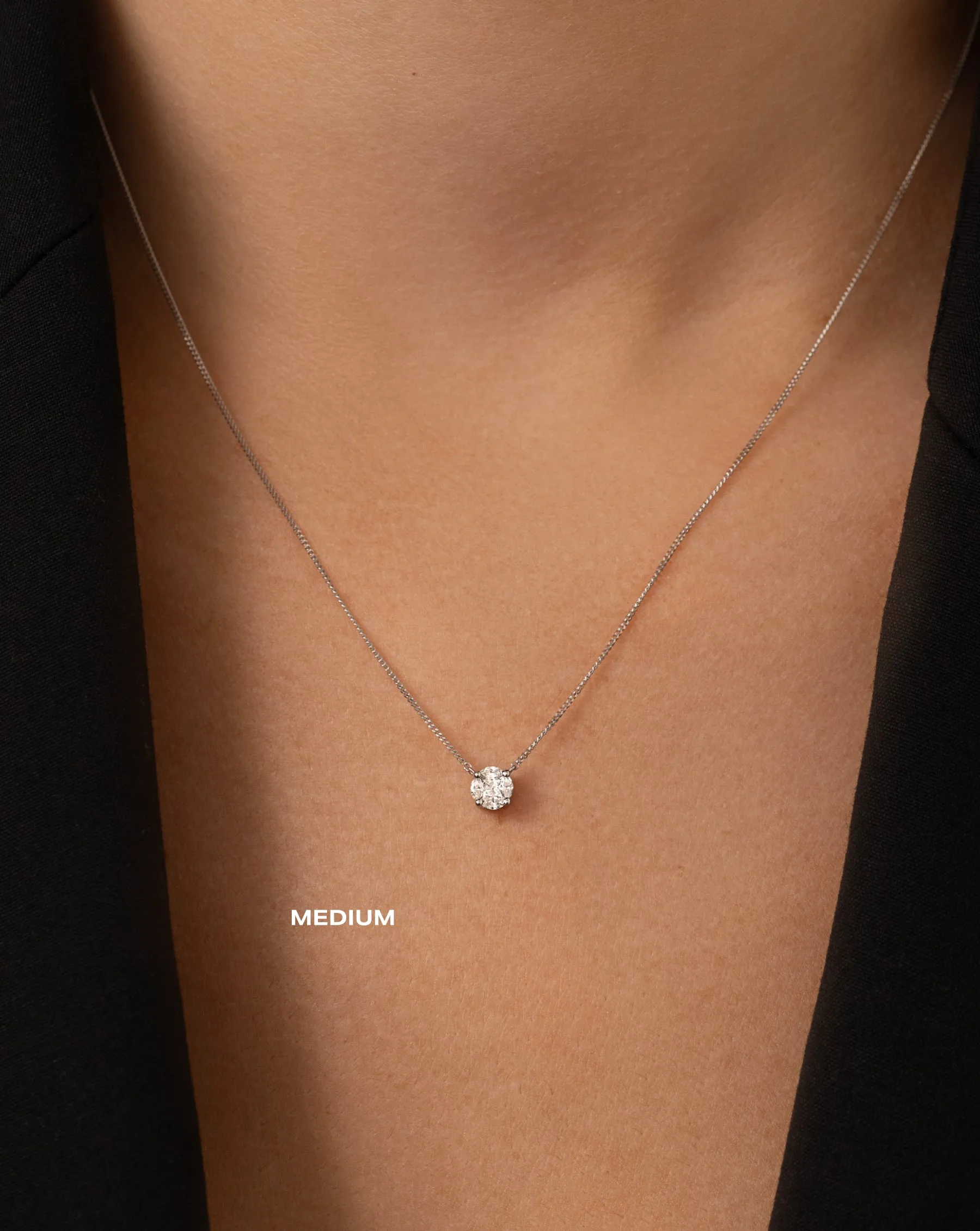 Round Illusion Diamond Pendant Necklace
