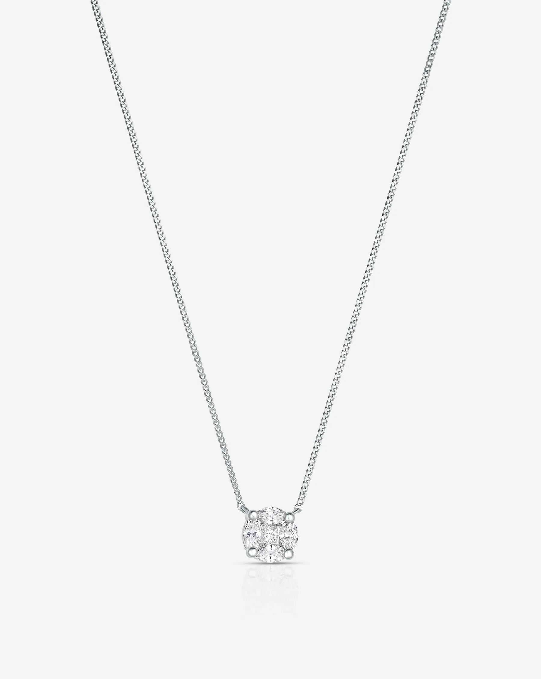 Round Illusion Diamond Pendant Necklace