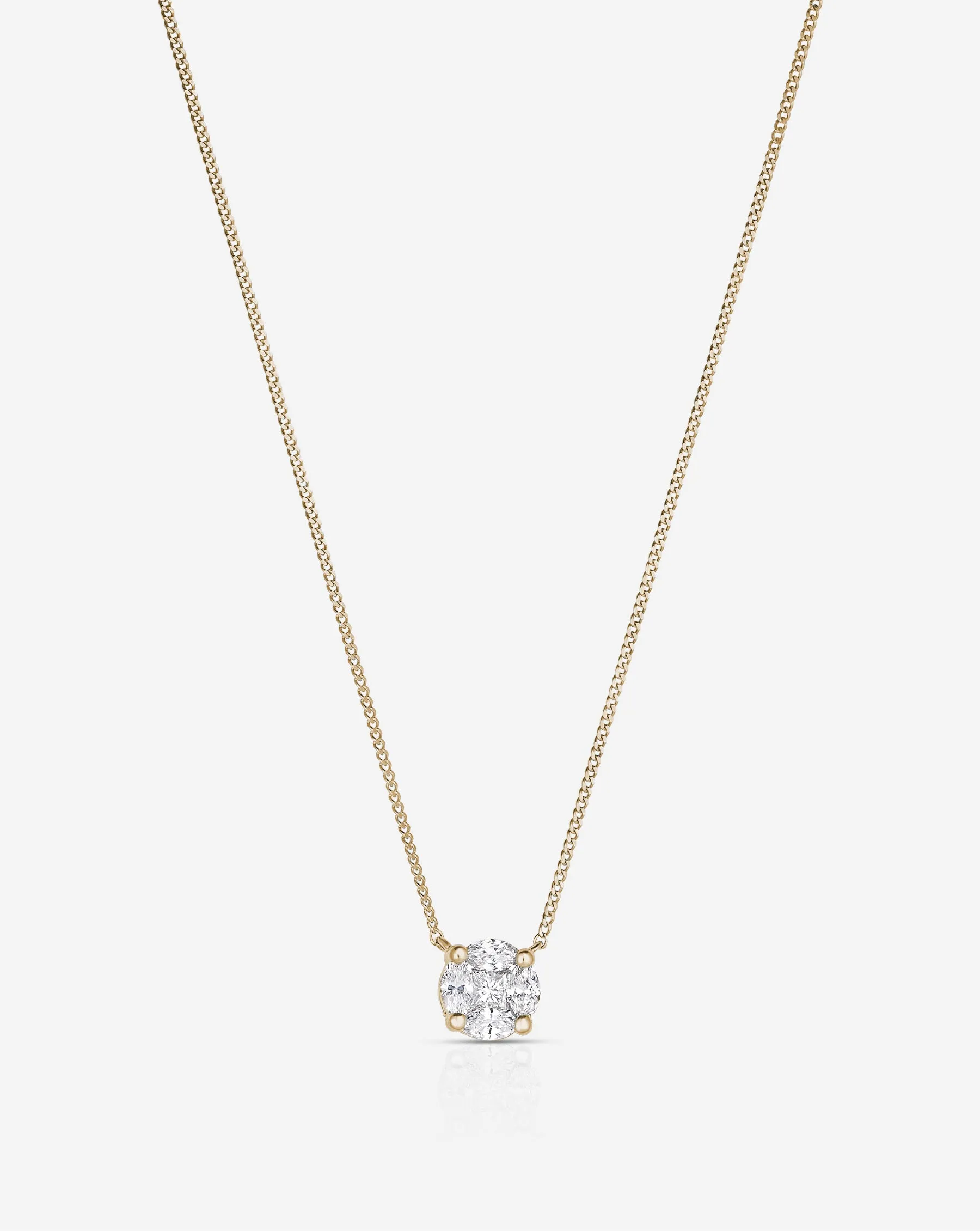 Round Illusion Diamond Pendant Necklace