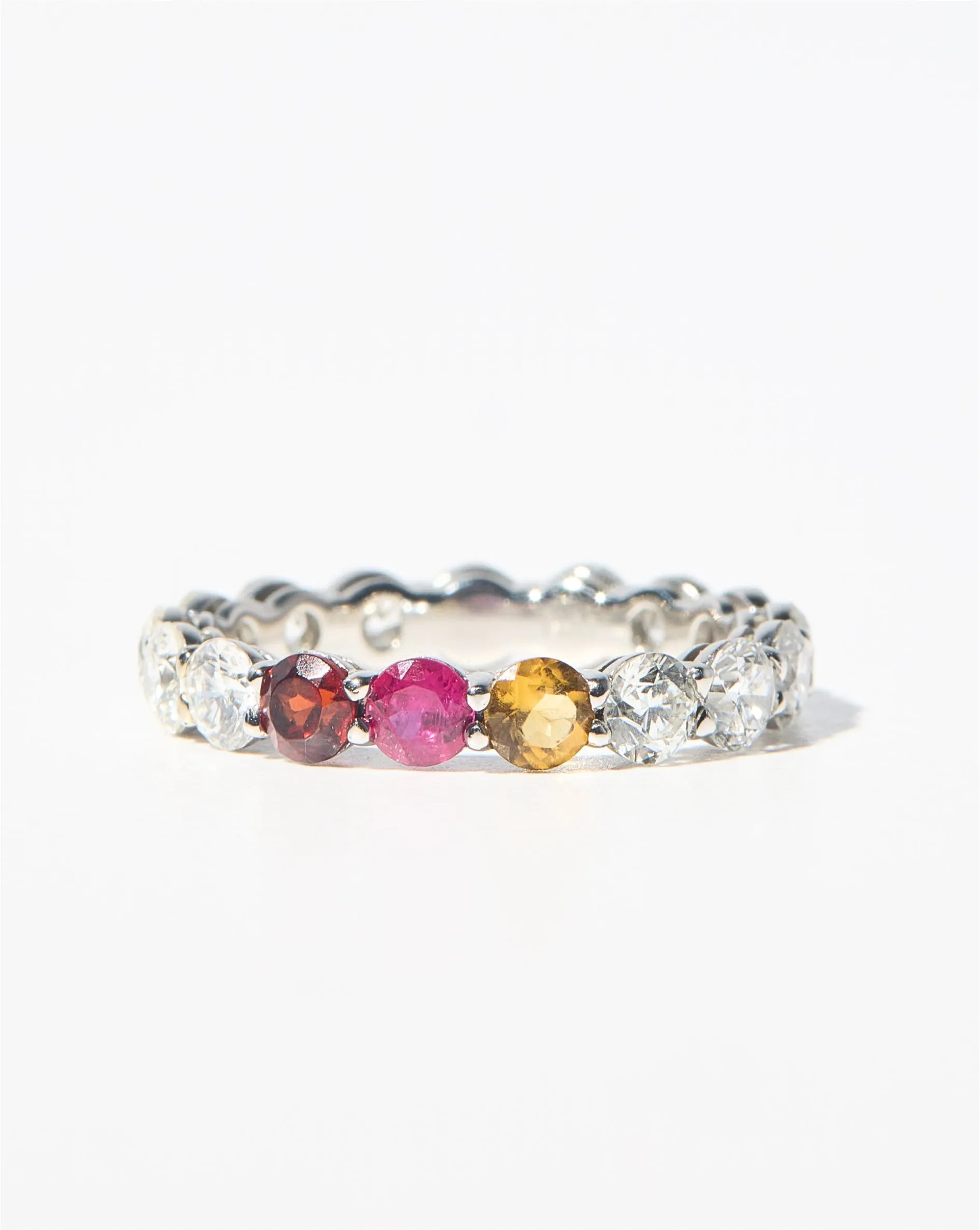 Round Lab Diamond and Birthstone Eternity Band