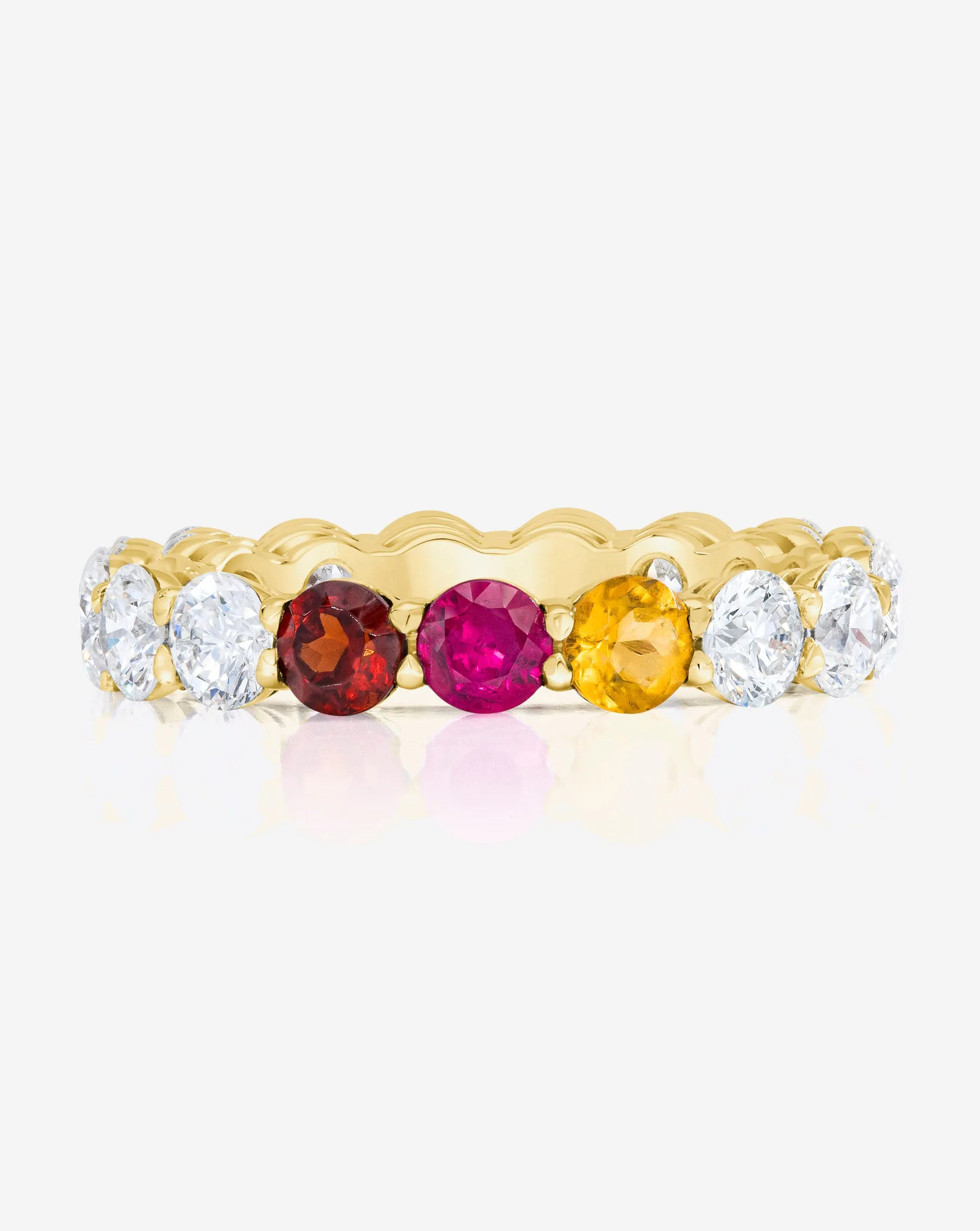 Round Lab Diamond and Birthstone Eternity Band