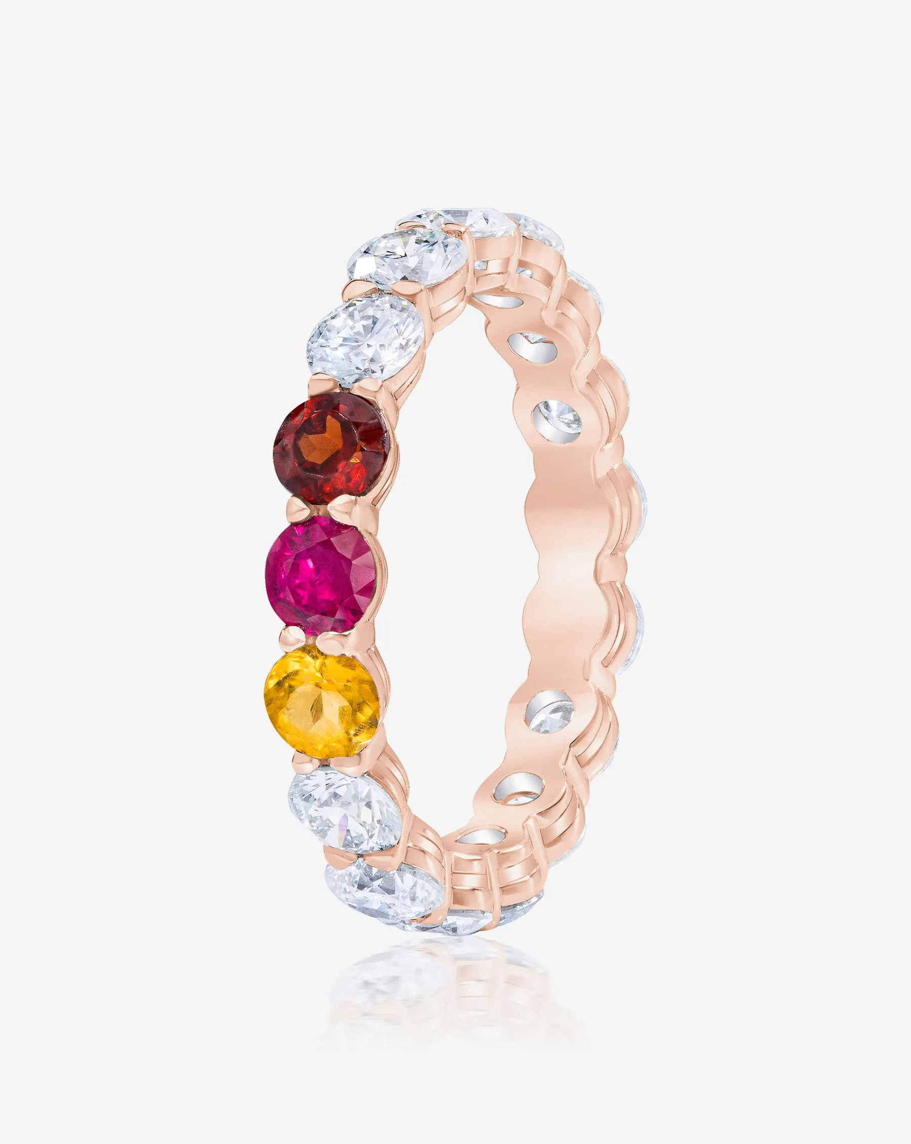 Round Lab Diamond and Birthstone Eternity Band