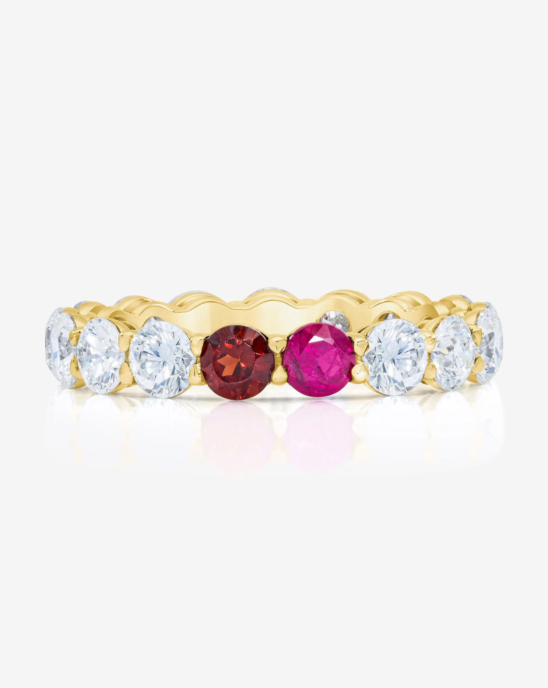 Round Lab Diamond and Birthstone Eternity Band