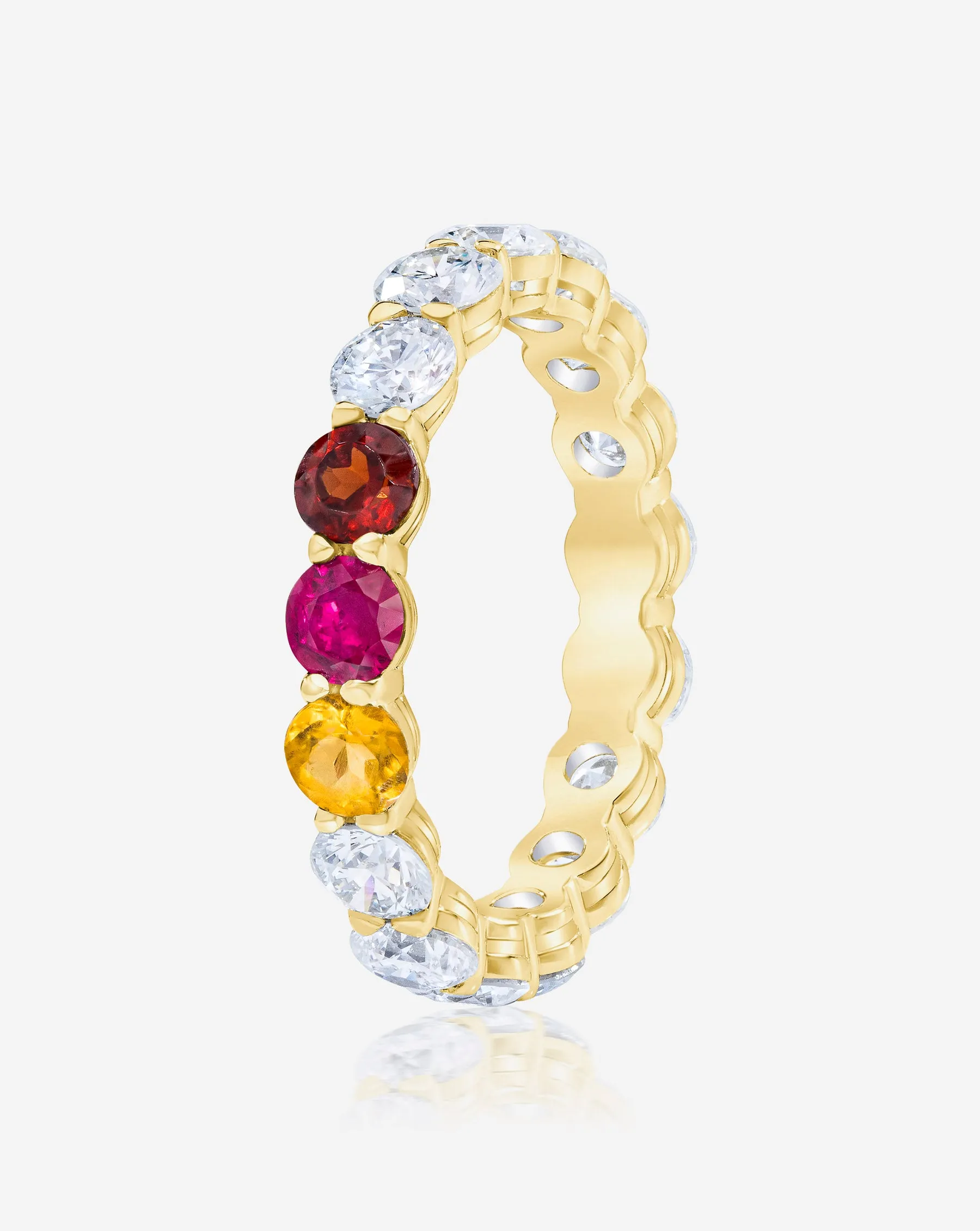 Round Lab Diamond and Birthstone Eternity Band