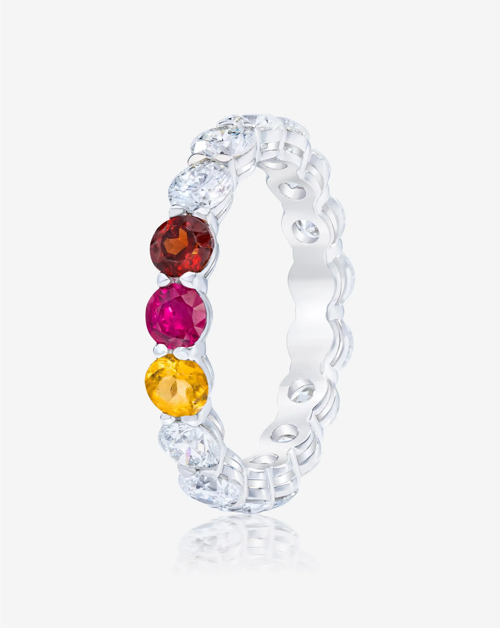 Round Lab Diamond and Birthstone Eternity Band