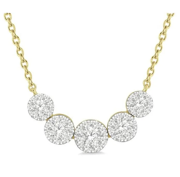 Round Shape 5 Stone Lovebright Essential Diamond Smile Necklace