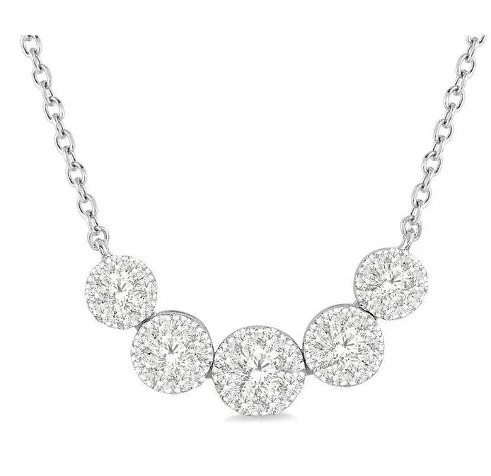 Round Shape 5 Stone Lovebright Essential Diamond Smile Necklace