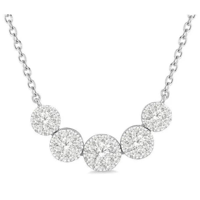 Round Shape 5 Stone Lovebright Essential Diamond Smile Necklace