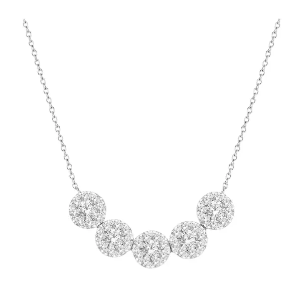 Round Shape 5 Stone Lovebright Essential Diamond Smile Necklace