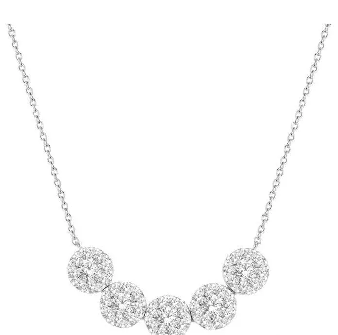 Round Shape 5 Stone Lovebright Essential Diamond Smile Necklace