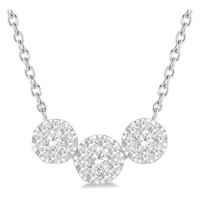 Round Shape Past Present & Future Lovebright Essential Diamond Necklace