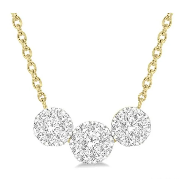 Round Shape Past Present & Future Lovebright Essential Diamond Necklace