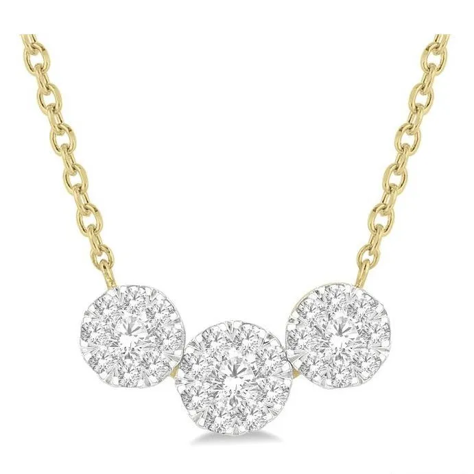 Round Shape Past Present & Future Lovebright Essential Diamond Necklace