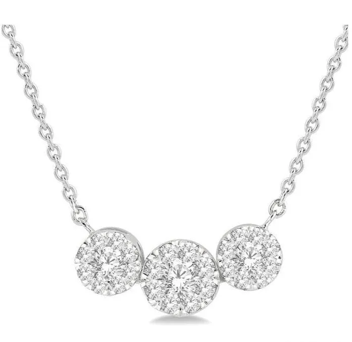 Round Shape Past Present & Future Lovebright Essential Diamond Necklace