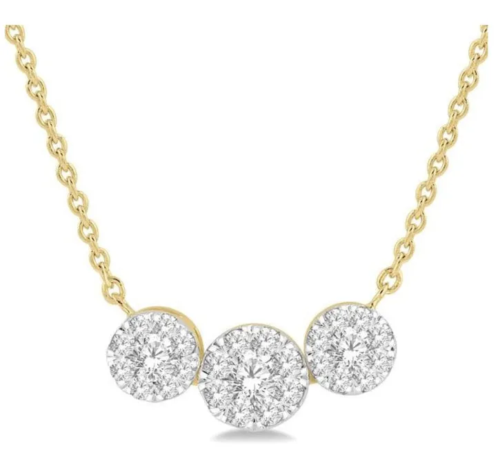 Round Shape Past Present & Future Lovebright Essential Diamond Necklace