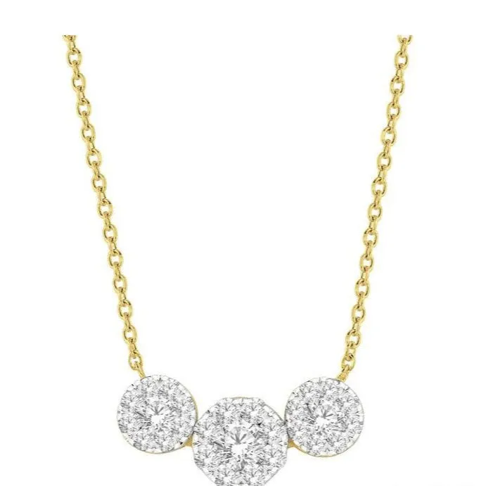 Round Shape Past Present & Future Lovebright Essential Diamond Necklace