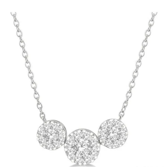 Round Shape Past Present & Future Lovebright Essential Diamond Necklace