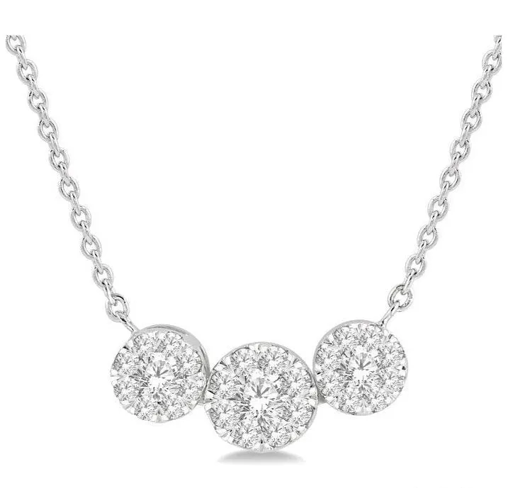 Round Shape Past Present & Future Lovebright Essential Diamond Necklace