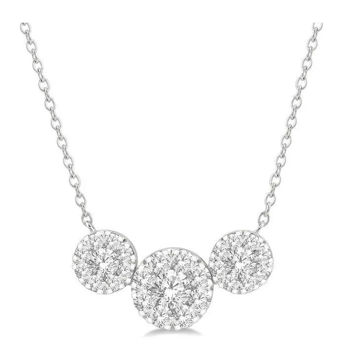Round Shape Past Present & Future Lovebright Essential Diamond Necklace