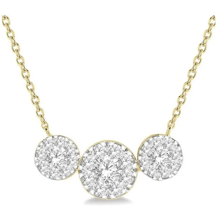 Round Shape Past Present & Future Lovebright Essential Diamond Necklace